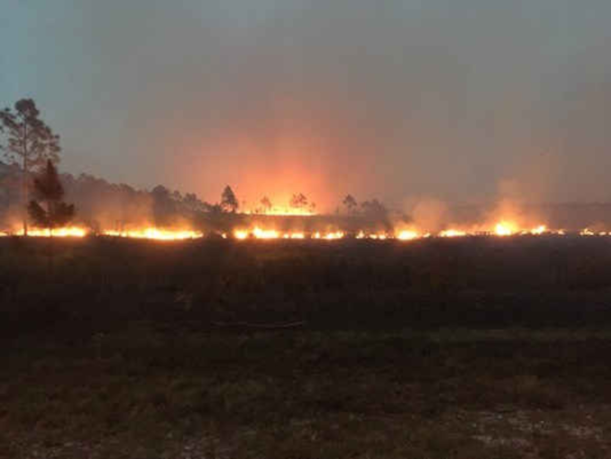 An Air Force Wildland Fire Center team, supported by teams from the Florida Forest Service and the U.S. Fish and Wildlife Service, is working to contain an 8,000-acre wildfire on the Avon Park Air Force Range in Florida. The AFWFC is part of the Air Force Civil Engineer Center’s Environmental Directorate at Joint Base San Antonio-Lackland, Texas. (Florida Forest Service photo)