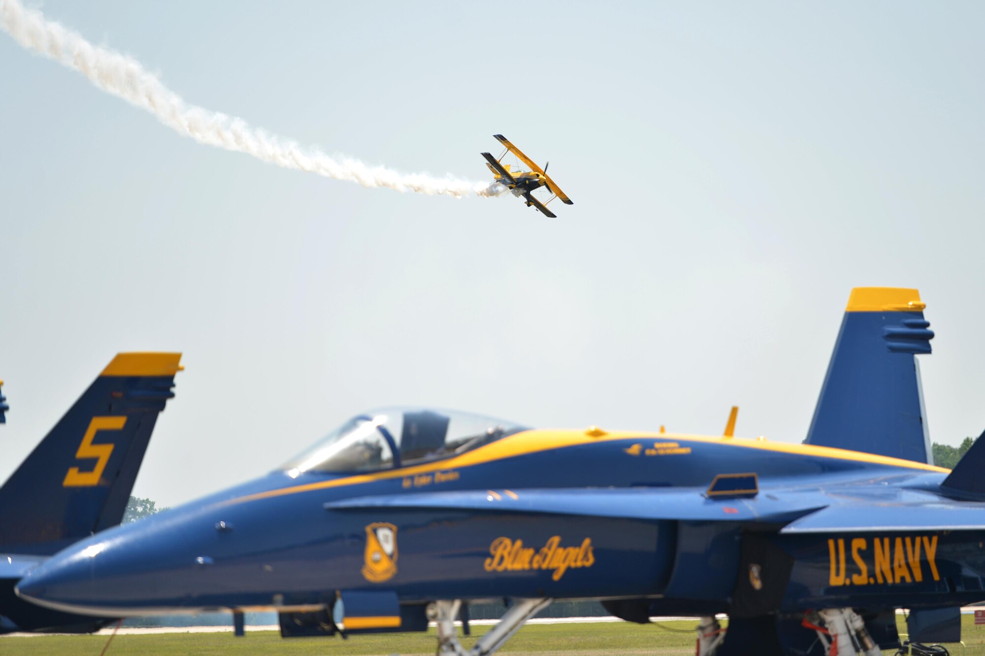 A PITTS S-1-11B flying for Lucas Oil performed at the Wings Over Wayne Air Show, May 20, 2017, at Seymour Johnson Air Force Base, North Carolina. Michael Wiskus, the PITTS pilot, has flown for more than 38 years. U.S. Air Force photo by Airman 1st Class Christopher Maldonado)