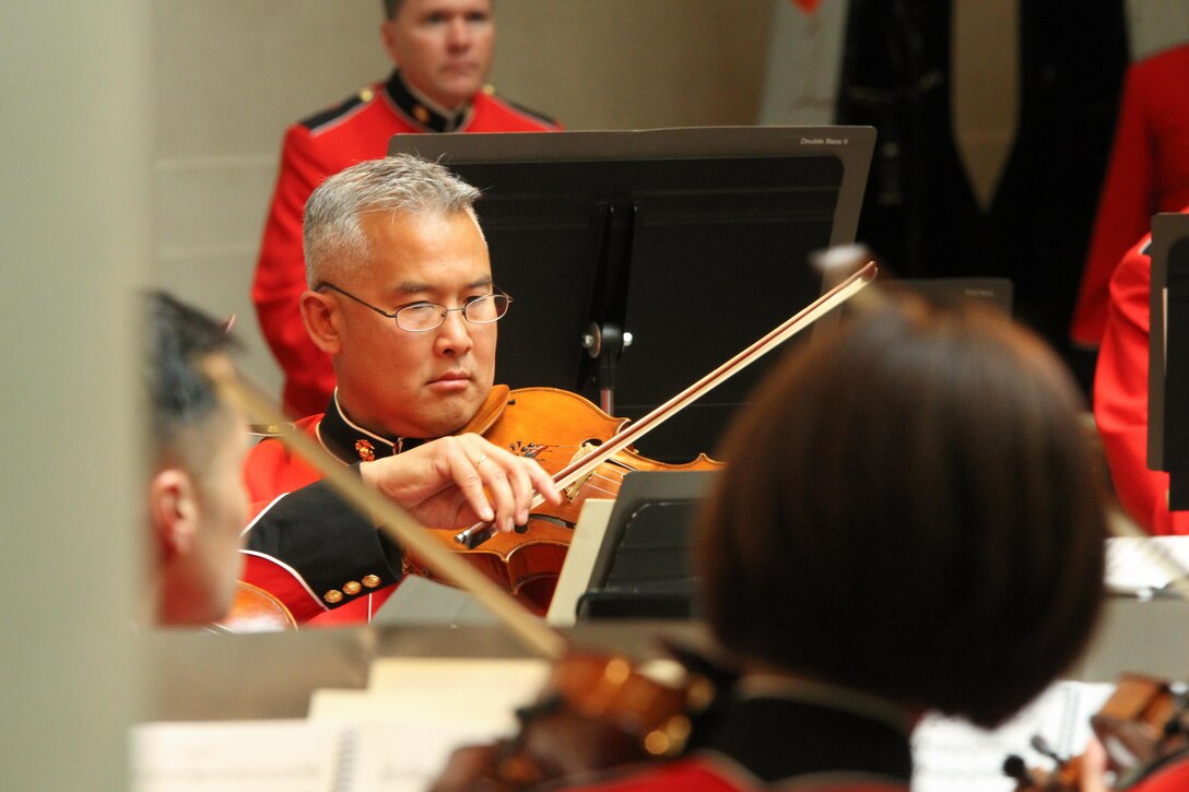 On May 21, 2017, the Marine Chamber Orchestra performed a concert at the National Gallery of Art in Washington, D.C. to open the exhibit titled "America Collects Eighteenth-Century French Painting." (U.S. Marine Corps photo by Master Sgt. Amanda Simmons/released)