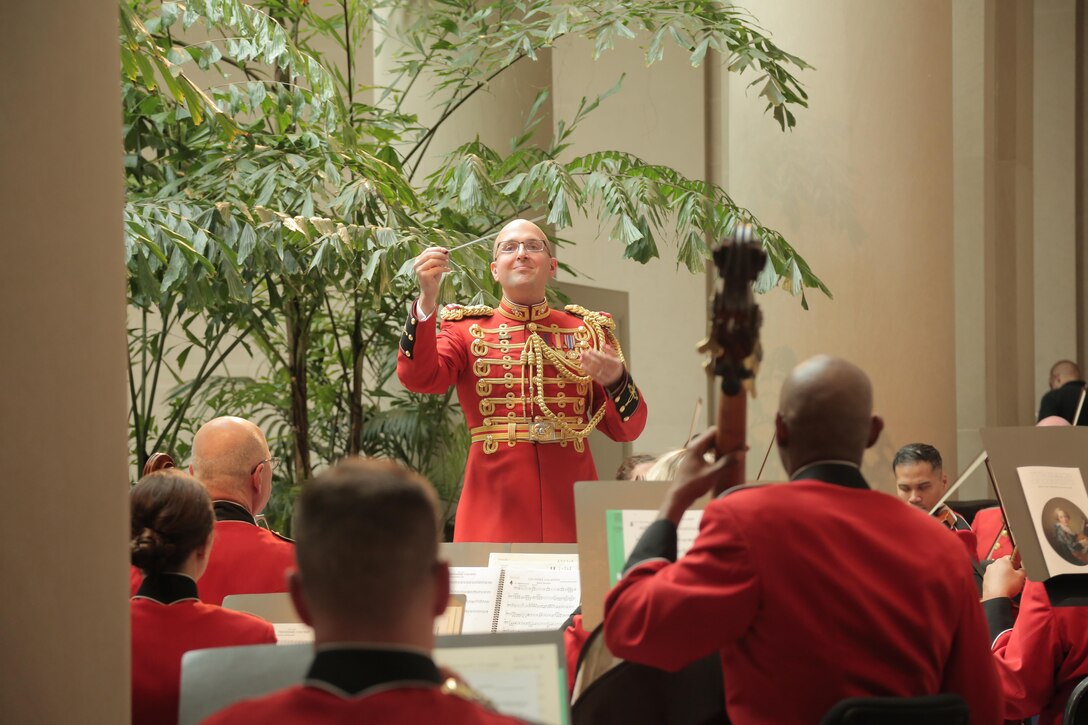 On May 21, 2017, the Marine Chamber Orchestra performed a concert at the National Gallery of Art in Washington, D.C. to open the exhibit titled "America Collects Eighteenth-Century French Painting." (U.S. Marine Corps photo by Master Sgt. Amanda Simmons/released)