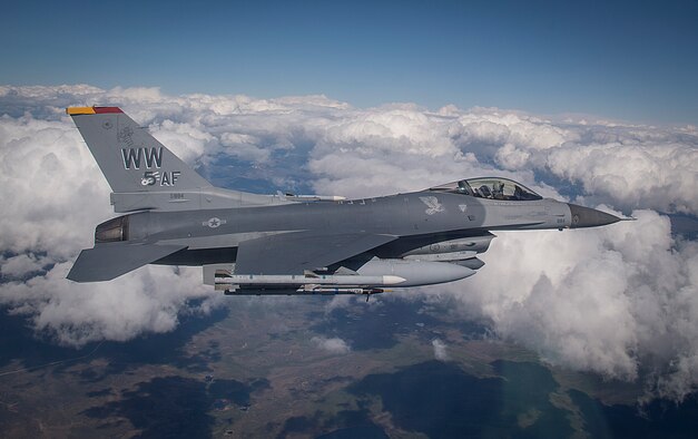 An F-16 Fighting Falcon assigned to Misawa Air Base, Japan, participates in Distant Frontier at a range near Eielson Air Force Base, Alaska, May 16, 2017. DF training ensures proficiency in mission capabilities to prepare for real-world scenarios in the Pacific. (U.S. Air Force photo by Tech Sgt. Araceli Alarcon)