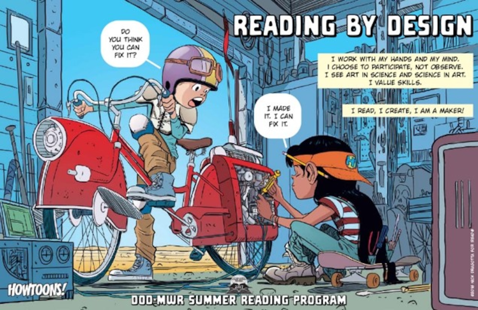 This year's DoD Summer Reading Program's theme is "Reading by Design," which incorporates the STEAM theme of science, technology, engineering, art and math.