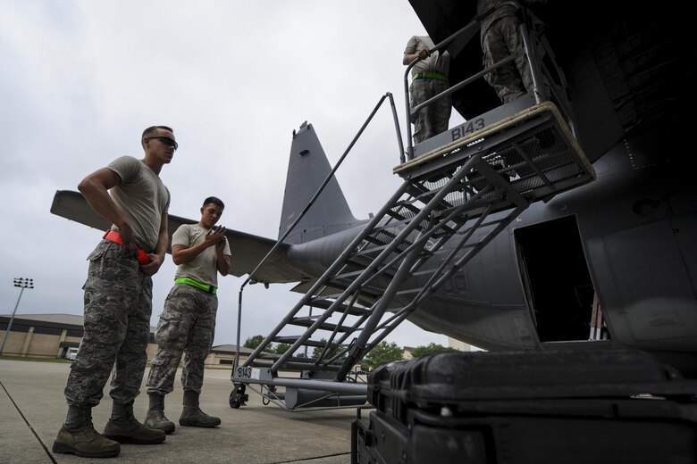 Air Commandos from the 4th Aircraft Maintenance Unit finish installing a flat baffle on an AC-130U Spooky gunship at Hurburt Field, Fla., May 19, 2017. Flat baffles are replaced on wings of aircraft to improve in-flight aerodynamics. (U.S. Air Force photo by Airman 1st Class Dennis Spain)