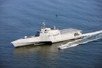 The future USS Omaha (LCS 12) conducts acceptance trials in the Gulf of Mexico, May 10.