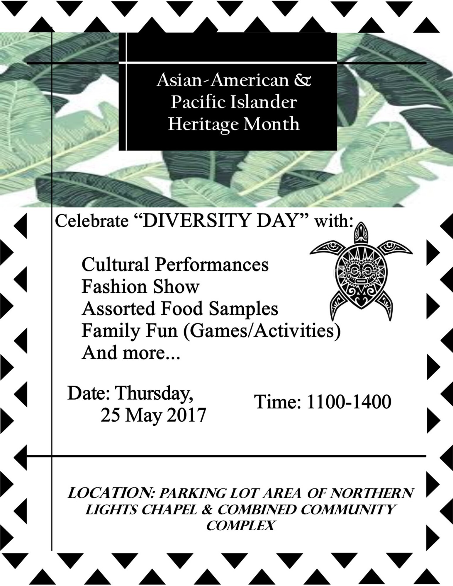 Diversity Day is scheduled to occur at the Combined Community Complex parking lot on Minot Air Force Base, N.D., May 25, 2017, from 11 a.m. to 2 p.m. During the event, there will be food sampling, performances, a fashion show and kids activities. (Courtesy photo)