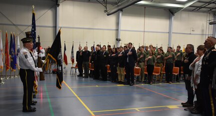 The American Legion Post 288 out of Cedarburg, Wis., provides color guard support during an “Our Community Salutes” event at Fort McCoy, Wisconsin on Armed Forces Day, May 20, 2017.