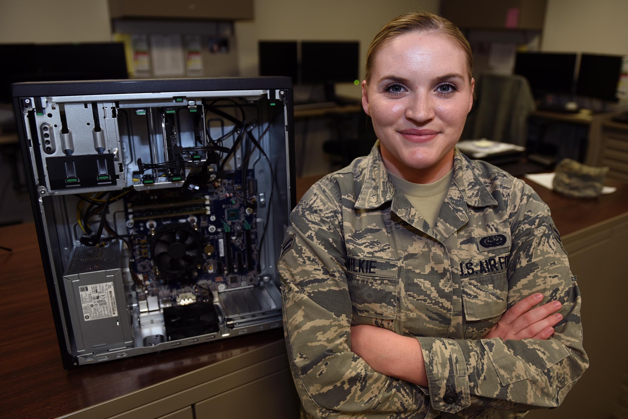 The 19th Communication Squadron Client Systems mission reaches all facets of Combat Airlift from maintainers doing technical orders and scheduling aircraft on the flightline to personnel managing files and information at their desks. The client systems Airmen have the ability to remote into computers to install and fix software. They also perform preventative maintenance by pushing software updates to all computers at once. (U.S. Air Force photo by Airman 1st Class Kevin Sommer Giron)
