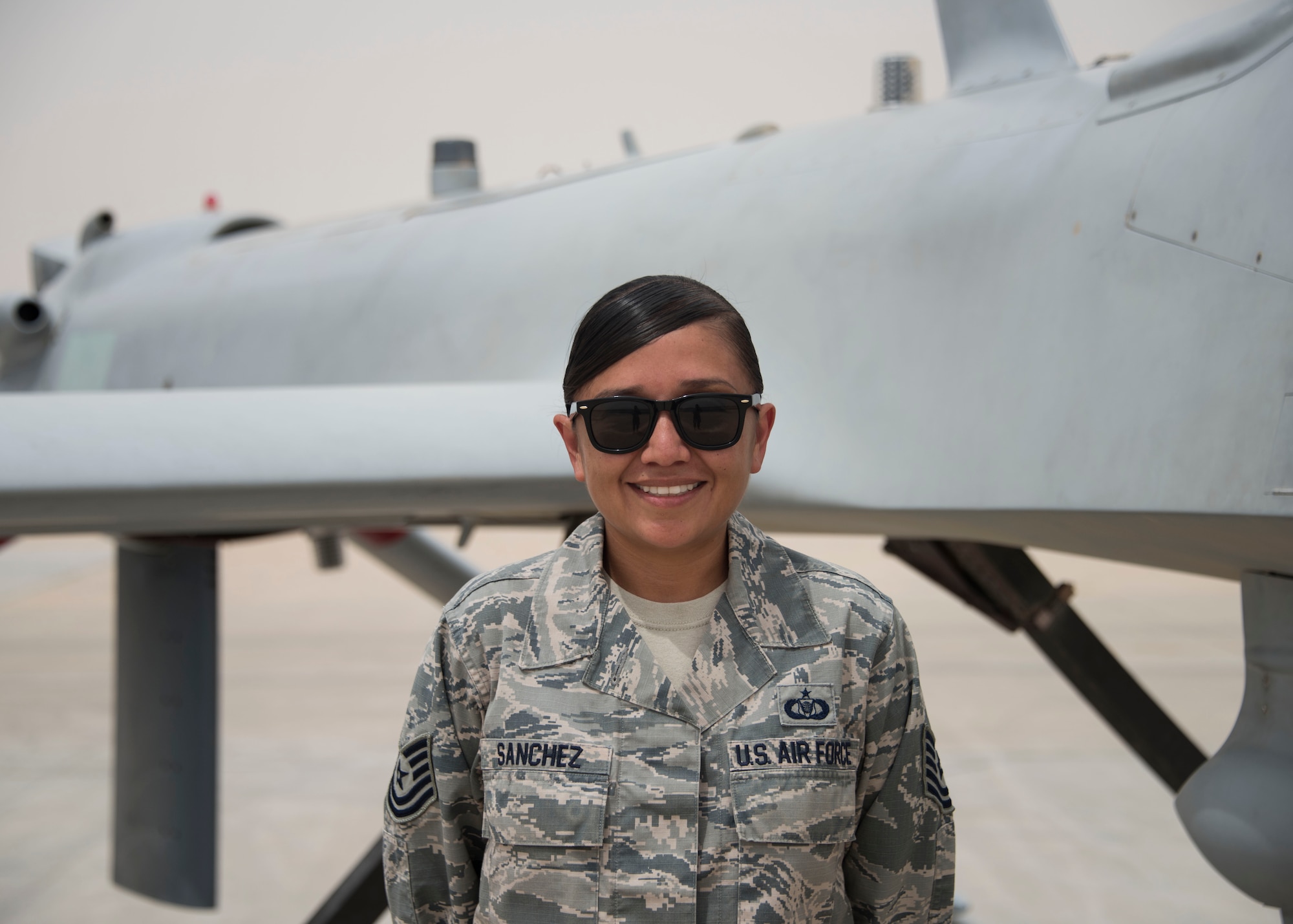 This week’s Rock Solid Warrior is TSgt Andrea Sanchez, a 46th Expeditionary Attack Squadron, squadron aviation resource manager, deployed from Luke Air Force Base, Ariz. The Rock Solid Warrior program is a way to recognize and spotlight the Airmen of the 386th Air Expeditionary Wing for their positive impact and commitment to the mission.(U.S. Air Force photo/ Tech. Sgt. Jonathan Hehnly)

