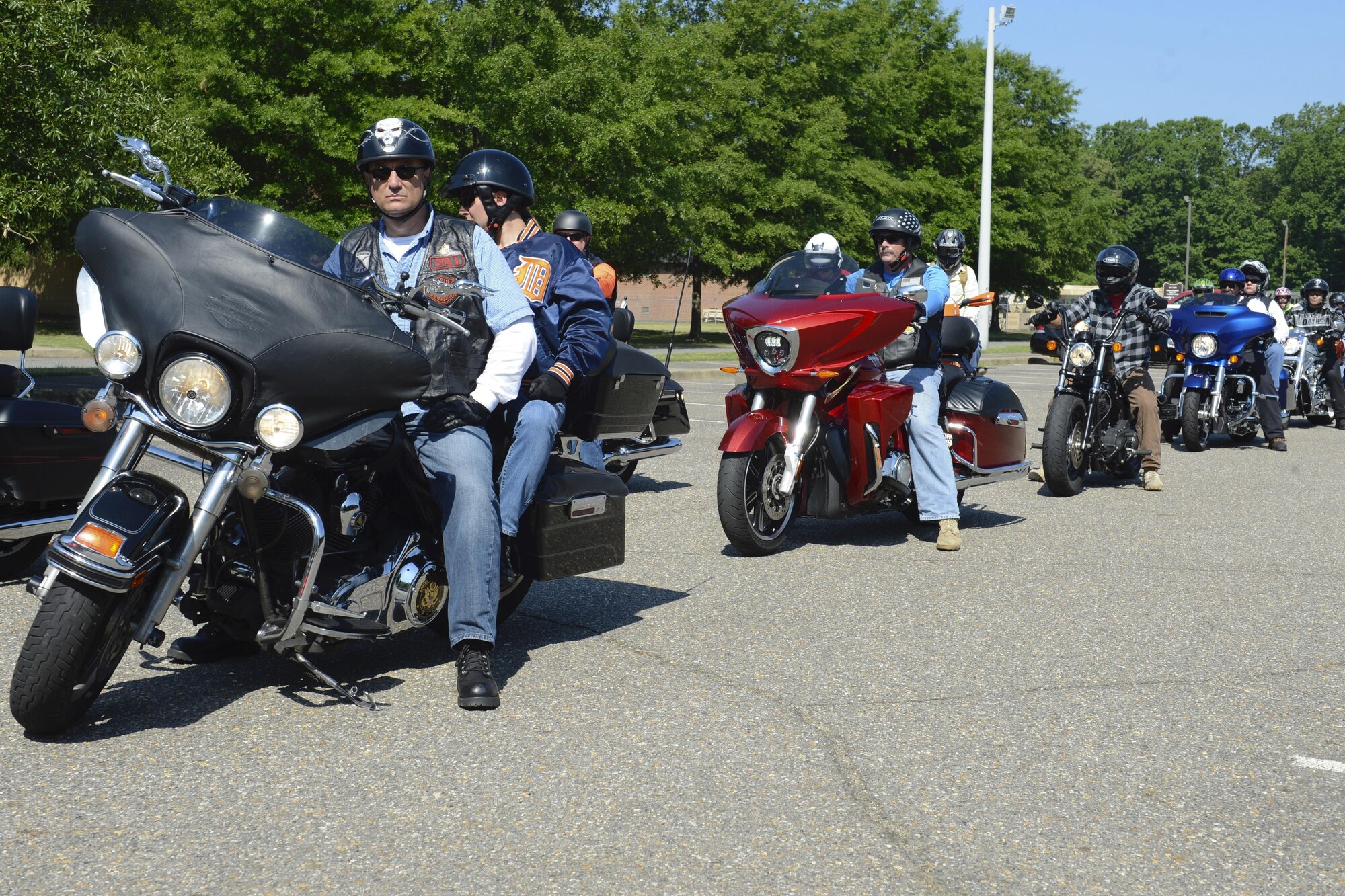 U.S. Army Command Sgt. Maj. James T. Herrington, 733rd Mission Support Group Command Sergeant Major, participates in the Armed Forces Motorcycle Safety ride at Joint Base Langley-Eustis, Va., May 19, 2017. The event helps to foster esprit de corps among military members and their civilian counterparts, as well as motorcycle riders from the community. (U.S. Air Force photo/Airman 1st Class Kaylee Dubois)