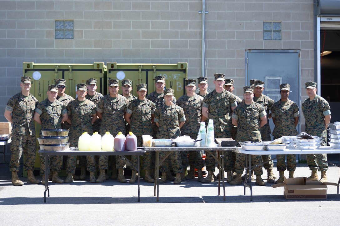 Brig. Gen. Helen G. Pratt (center), the commanding general of 4th Marine Logistics Group, poses for a photo with Marines of Combat Logistics Battalion 453 Headquarters aboard Buckley Air Force Base in Denver, May 6, 2017.  CLB-453 is undergoing a concerted effort to prepare for their busy annual training season to execute Integrated Training Exercise 4-17, as the logistics combat element, aboard Marine Corps Air Ground Combat Center in Twentynine Palms, Calif. Concurrently, they are providing integrated maintenance and supply management support to 1st and 3rd Marine Logistics Groups in the active component.  (Courtesy photo)