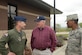 From left to right, Col. Gentry Boswell, the commander of the 28th Bomb Wing, Sonny Perdue, the U.S. Secretary of Agriculture, and Chief Master Sgt. Toraino Hodges, the chief enlisted manager of the 28th Force Support Squadron, stop by the Visitor Control Center at Ellsworth Air Force Base, S.D., May 19, 2017. This was his first visit to a military installation since becoming the secretary. (U.S. Air Force photo by Staff Sgt. Hailey R. Staker)