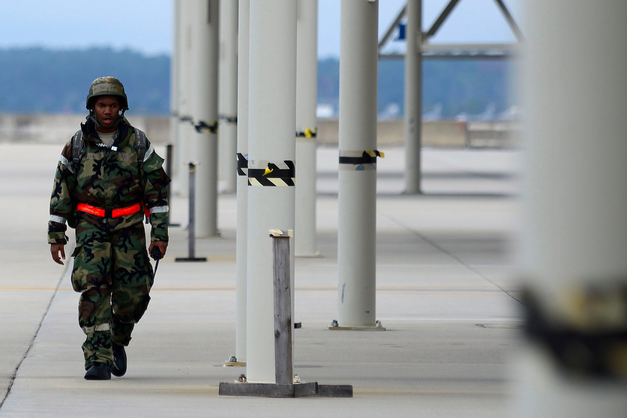 This week’s Flashback Friday will really sweep you off your feet. 
A U.S. Air Force Airman assigned to the 20th Fighter Wing performs a post attack reconnaissance sweep during operational readiness exercise (ORE) Weasel Victory 16-02 at Shaw Air Force Base, S.C., Nov. 5, 2015.  
OREs are exercises intended to help Airmen receive deployment-like experiences at home station, to further hone their combat readiness.  
(U.S. Air Force photo by Airman 1st Class Christopher Maldonado)