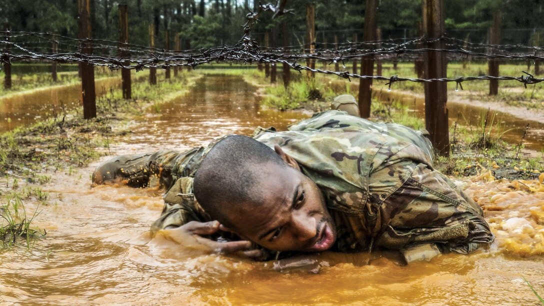 A paratrooper participates in the Best Squad Competition as part of All American Week at Fort Bragg, N.C., May 23, 2017. The week celebrates the 82nd Airborne Division with events for the division's soldiers and veterans. Army photo by Sgt. Jesse Leger