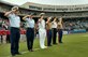 U.S. Air Force Col. Caroline Miller, 633rd Air Base Wing commander, and other U.S. military leaders from installations across Hampton Roads salute during the National Anthem before the Norfolk Tides’ Armed Forces Night game at Harbor Park in Norfolk, Va., May 20, 2017. The event honored service members past and present and ended with a post-game fireworks show. (U.S. Air Force photo/Staff Sgt. R. Alex Durbin)