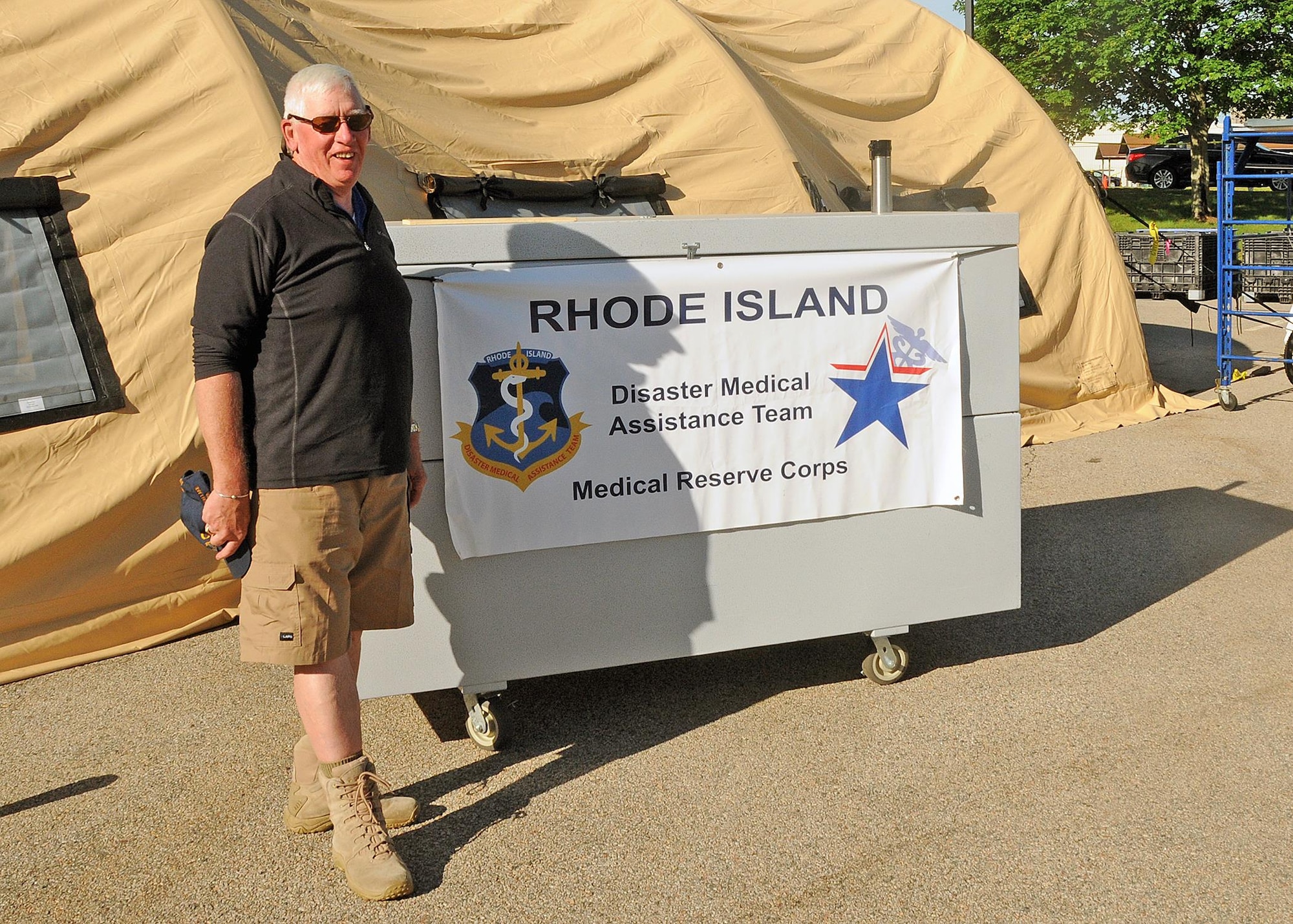 The Rhode Island Disaster Medical Assistance Team volunteers each year to assist the Rhode Island National Guard Open House and Air Show ensuring safety and well being of all of the attendees. Additionally, members of the 143d Airlift Wing Medical Group work with the DMAT team training for their real world mission.