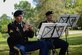 U.S. Army Sgt. Anthony Licata, Training and Doctrine Command Band trumpet player, and Staff Sgt. John Keister, Training and Doctrine Command Band French horn player, perform the National Anthem at the Bronze Cross Statue Memorial Wreath Laying Ceremony at Joint Base Langley-Eustis, Va., May 20, 2017. The Bronze Cross memorial was created to honor all service members and Department of Defense civilians who have fallen in the line of duty. (U.S. Air Force photo/Airman 1st Class Kaylee Dubois)
