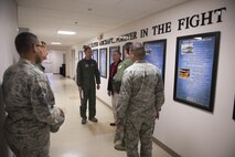 Retired Gen. John Jumper, former U.S. Air Force chief of staff, meets leadership at Holloman Air Force Base, N.M., on May 19, 2017. During his visit he was updated on current Remotely Piloted Aircraft training, given a look into the possibilities of future unmanned aircraft technology, and a virtual drone racing obstacle course demonstration. Jumper is most known within the RPA community for his work arming the MQ-1 Predator. (U.S. Air Force Photo by Senior Airman Chase Cannon)