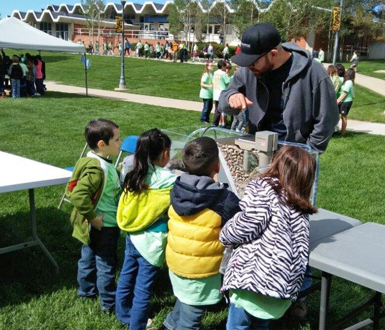 TRINIDAD, COLO. – Albuquerque District employee Jesse Gutierrez explains the functions of a dam to students attending the 6th Annual Trinidad Water Festival, May 18, 2017.