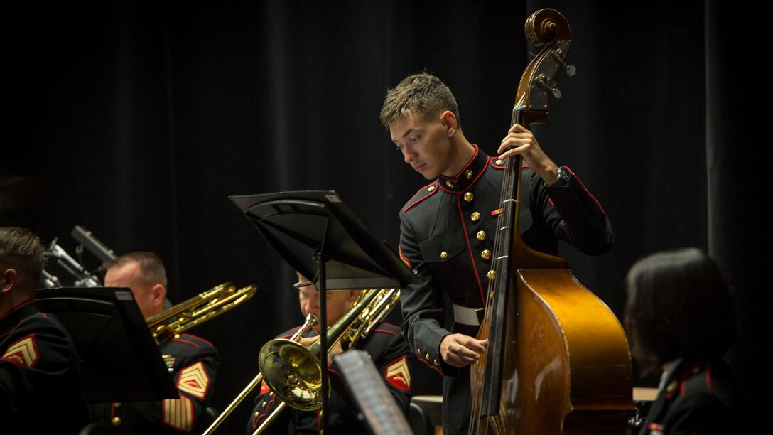 Marine Corps musicians perform for students at Stuttgart High School in Boeblingen, Germany, May 22, 2017. The band’s tour celebrated the relationship between the Marine Corps and Germany, highlighting the Marine Corps’ first concert band performances in the country. Marine Corps photo by Cpl. Dana Beesley