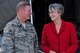 Col. James DeVere, the 302nd Airlift Wing commander, talks with Secretary of the Air Force Heather Wilson on the Peterson Air Force Base, Colo. flightline during her visit, May 22, 2017.  DeVere briefed Wilson on several of the Reserve wing’s missions before the secretary had the opportunity to view up-close a portable U.S. Forest Service Modular Airborne Fire Fighting System used during 302nd AW C-130 MAFFS missions and meet with Reserve Citizen Airmen from the wing’s 34th Aeromedical Evacuation Squadron, 302nd Security Forces Squadron and 302nd Operations Group. Peterson AFB was the first official base visit for Wilson as Secretary of the Air Force.
(U.S. Air Force photo/Staff Sgt. Frank Casciotta)