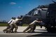 Airmen from the 41st Helicopter Maintenance Unit push an HH-60G Pave Hawk into a C-17 Globemaster III, May 15, 2017, at Moody Air Force Base, Ga. Loading the helicopter for transport was the first step in a rapid-rescue exercise conducted at Langley AFB, Va., which was designed to test the maintainer’s and aircrew’s ability to quickly set up and conduct rescue operations away from their home station. (U.S. Air Force photo by Staff Sgt. Ryan Callaghan)