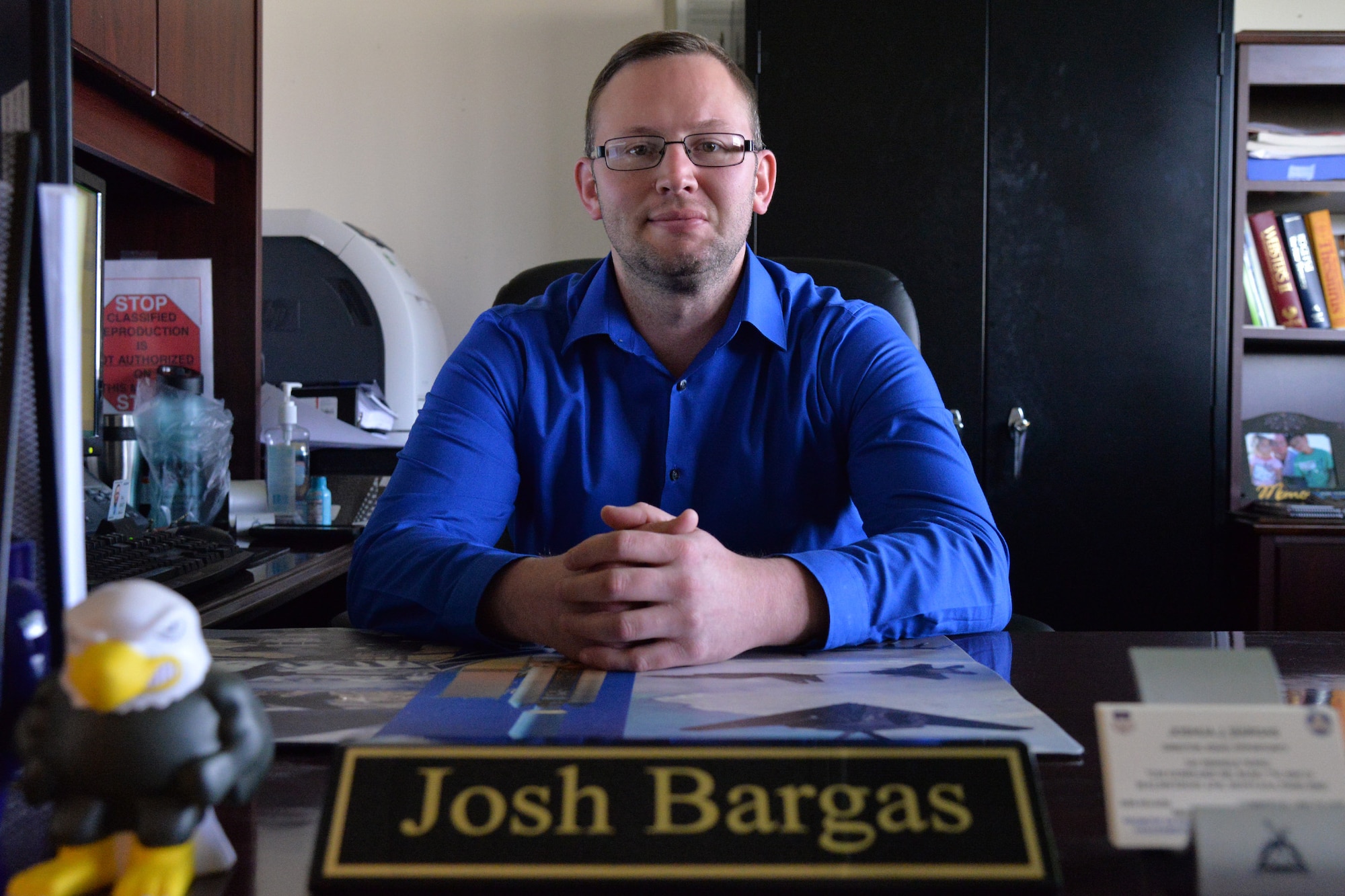 Joshua Bargas, 341st Missile Wing EO director, poses for a photo May 23, 2017, at Malmstrom Air Force Base, Mont. The Equal Opportunity office works to support a healthy environment and maintain a trusted channel for presenting allegations of unlawful discrimination based on race, color, sex, gender, national origin, religion, sexual orientation, and sexual harassment. (U.S. Air Force photo/Airman 1st Class Daniel Brosam)