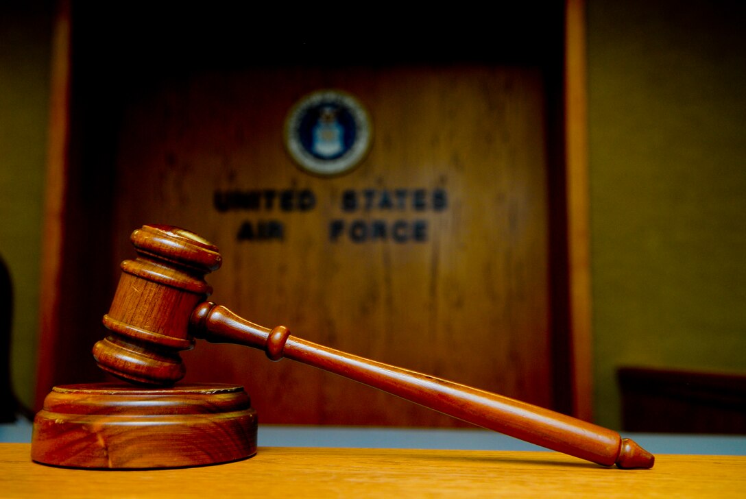 A gavel sits in the Luke Air Force Base courtroom Feb. 19. The legal office at Luke handles a multitude of cases involving adverse consequences and well as helping military personnel with their legal issues. (U.S. Air Force photo/Airman 1st Class Grace Lee)