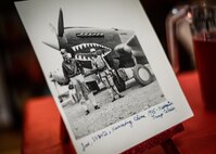 A picture of retired Maj. Joe Campbell during his service in World War II is displayed at his residence during a Distinguished Flying Cross Medal Award Ceremony in Shreveport, La., May 18, 2017. Campbell began his service during World War II and trained as a navigator at Barksdale Air Force Base in Louisiana. (U.S. Air Force photo/Senior Airman Mozer O. Da Cunha)