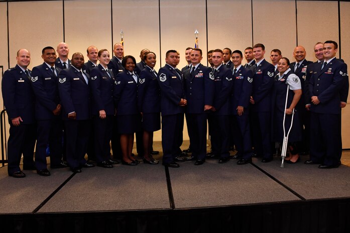 Joint Base Charleston leadership presented 20 Airmen with their Community College of the Air Force degree in their respective career fields at the Charleston Club here, May 19. The Community College of the Air Force is a federally-chartered degree-granting institution that serves the United States Air Force's enlisted total force. 