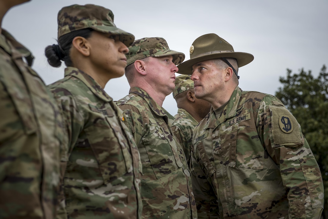 Sgt. 1st Class Joshua Moeller, U.S. Army Reserve drill instructor and the 2016 U.S. Army Noncommissioned Officer of the Year, participates in a marketing photo shoot organized by the Office of the Chief of Army Reserve at Fort Belvoir, Virginia, Feb. 14, to promote the U.S. Army Reserve. (U.S. Army Reserve photo by Master Sgt. Michel Sauret)