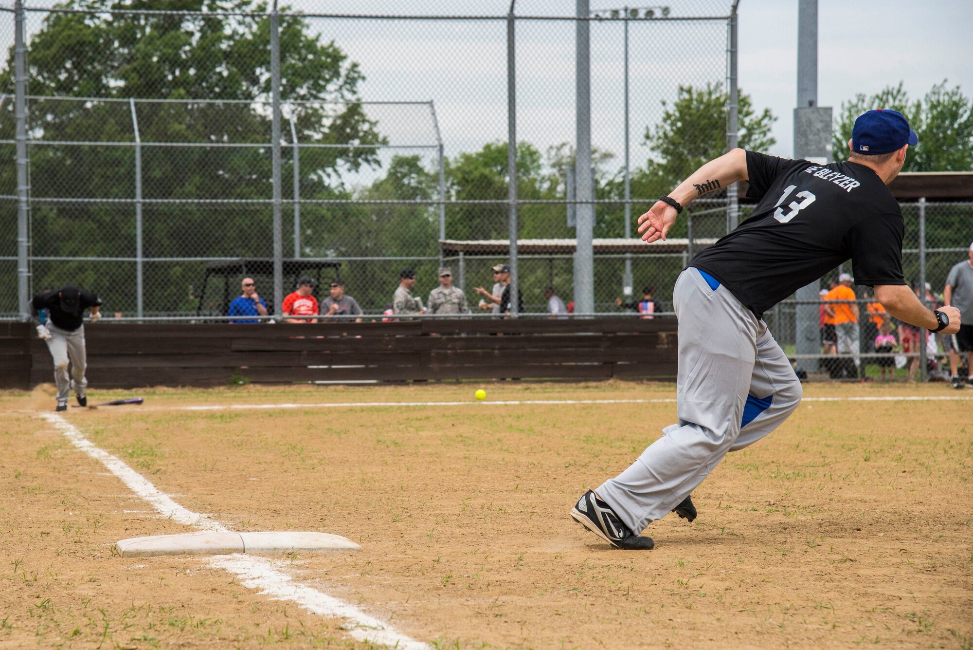 Scott's military police and first responders, along with law enforcement members from the surrounding communites, gathered together to play softball May 17 at Scott Air Force Base, Illinois. The gathering of everyone helped boost the comroderie with the base and local law enforcement. (U.S. Air Force photos/ Senior Airman Tristin English)