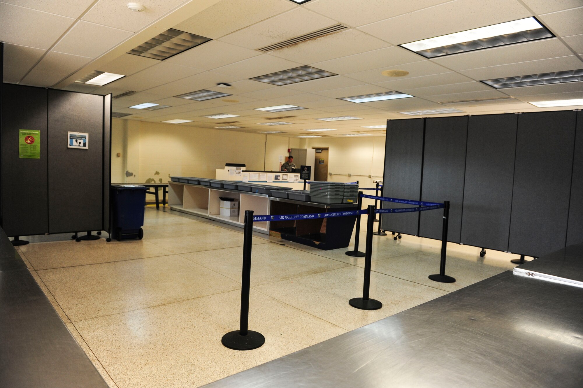 The 735th Air Mobility Squadron Space Available (Space-A) Passenger Terminal's security check point is currently operational, Hickam Field, May 22, 2017. Air Mobility Command’s Space-A Passenger Terminal on Joint Base Pearl Harbor-Hickam, Hawaii, entered Phase II of its renovation plan.  Phase II involves the shutdown of the main concourse with services operating out of temporary tents. Anticipated completion of the $20.5 million dollar infrastructure project is set for Spring 2018. (U.S. Air Force photo by Tech. Sgt. Heather Redman)