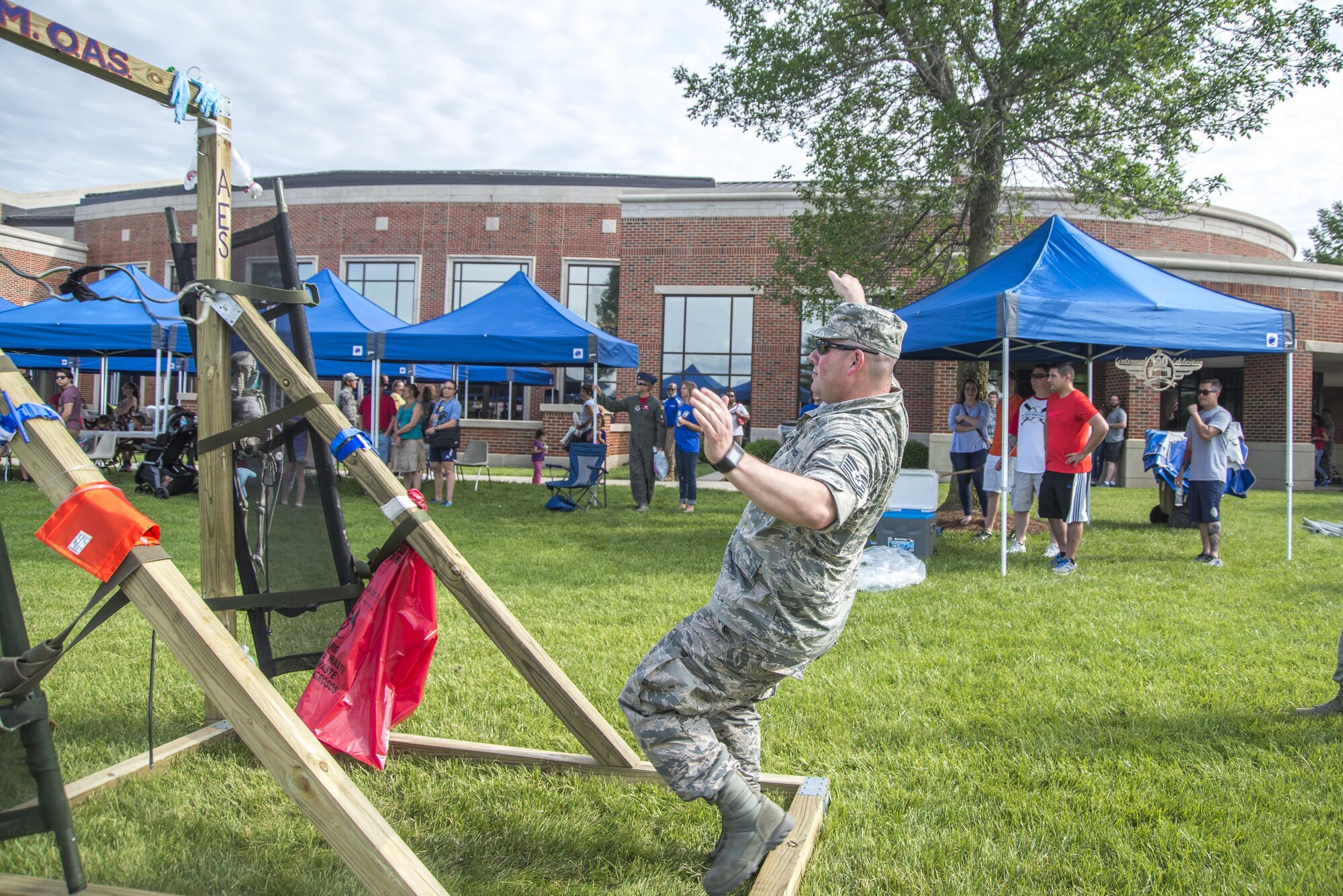 Scott Air Force Base kicked off spring with the annual Spring Fling on May 19. It gave members a chance to celebrate the base’s centennial anniversary with a day of baseball-themed activities, in an effort to enhance comprehensive Airman fitness. The event, which took place at the Scott Event Center, consisted of a whiffle ball home run derby, a speed pitch contest using a radar gun, and a unit slingshot competition. The Spring Fling also included children-friendly activities, such as face painting, a bounce house and other games.