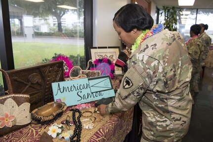 Members of the South Carolina National Guard celebrate Asian American Pacific Islander Heritage Month with educational displays, dance demonstrations, and food at a gathering at the Joint Force Headquarters in Columbia, South Carolina, May 24, 2017. This celebration is an event that brings people from all cultures and backgrounds together to share their heritage and customs. 