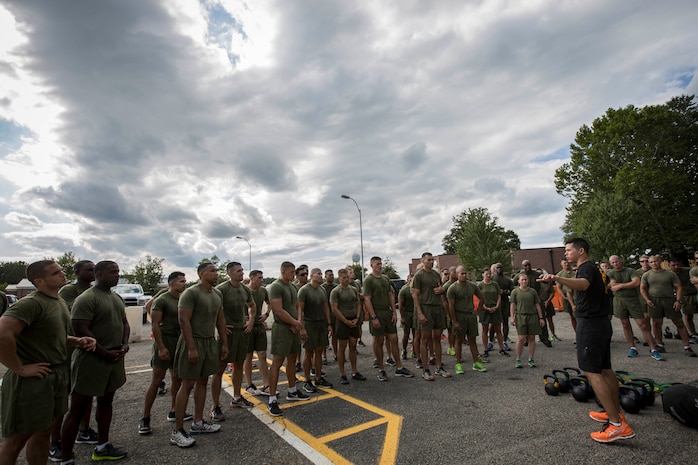 U.S. Marines attend the first Force Fitness Instructor Course aboard Marine Corps Base Quantico, VA., Oct. 3, 2016. The course is designed to produce Fitness Instructors to return to the fleet and maintain health and wellness while improving human performance. (U.S. Marine Corps photo by Sgt. Melissa Marnell)