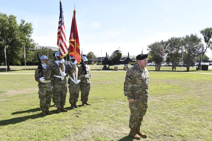 Lt. Col. Chad Blacketer takes command of the 841st Transportation Battalion during a change of command ceremony at Joint Base Charleston May 19, 2017. Blacketer’s previous assignments include the1st Cavalry Division, XVIII Airborne Corps, and 2nd Infantry Division. The 841st Transportation Battalion's mission is to conduct surface deployment and redeployment distribution and water terminal operations to support and sustain the warfighter. 