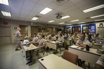 U.S. Marines attend the first Force Fitness Instructor Course aboard Marine Corps Base Quantico, VA., Oct. 25, 2016. The course is designed to produce Fitness Instructors to return to the fleet and maintain health and wellness while improving human performance. (U.S. Marine Corps photo by Sgt. Melissa Marnell)
