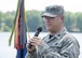 Lt. Col. Todd Walker, 436th Logistics Readiness Squadron commander, speaks at a Veterans of Foreign Wars Adopt a Unit ceremony May 19, 2017, in Milford, Del. The VFW is a nonprofit veterans’ service organization comprised of eligible veterans and military service members from the active, guard and reserve forces. (U.S. Air Force photo by Senior Airman Zachary Cacicia)