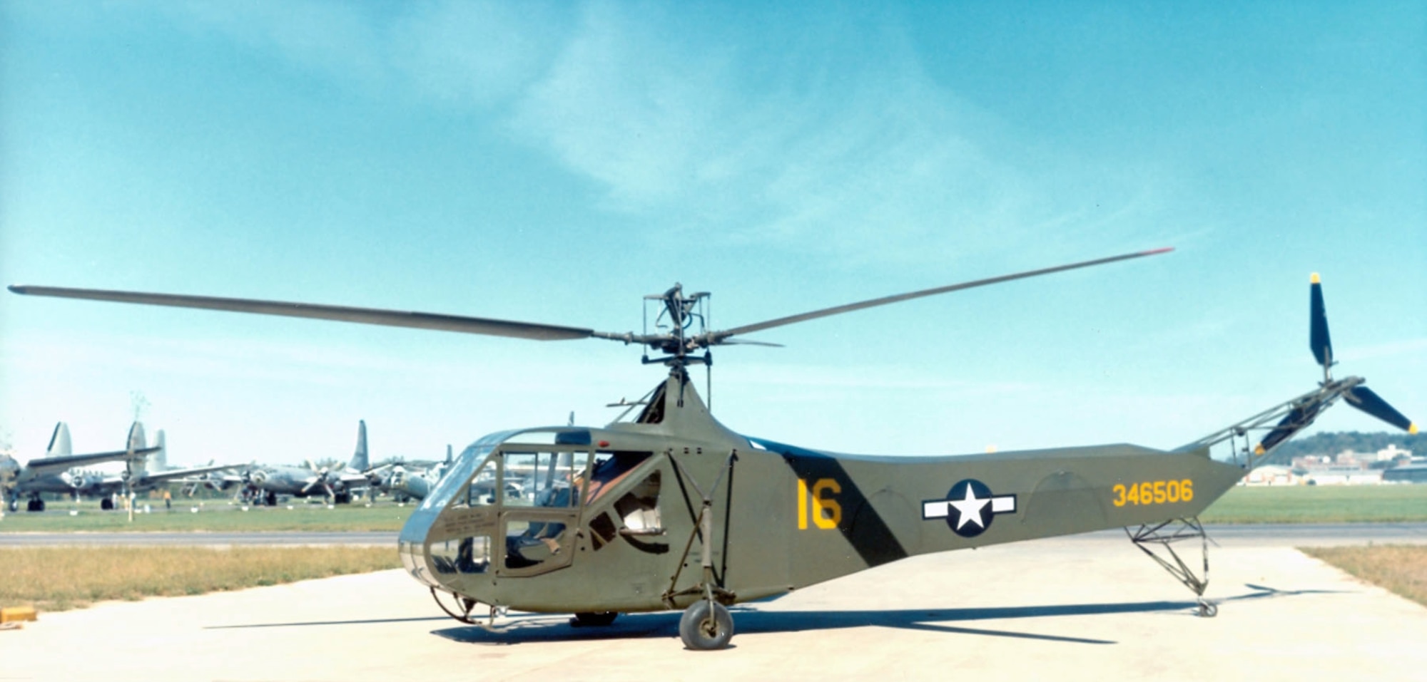 R-4:  Sikorsky R-4 display, National Museum of the Air Force. (U.S. Air Force Photo)