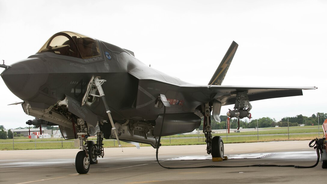 An F-35B is prepped for a test flight at Pax River Integrated Test Force in Patuxent River Md. May 24, 2017. The air station is the testing sight for the F-35’s capabilities. This site will be responsible for the overall design and improvements to the F-35 throughout it’s service history.