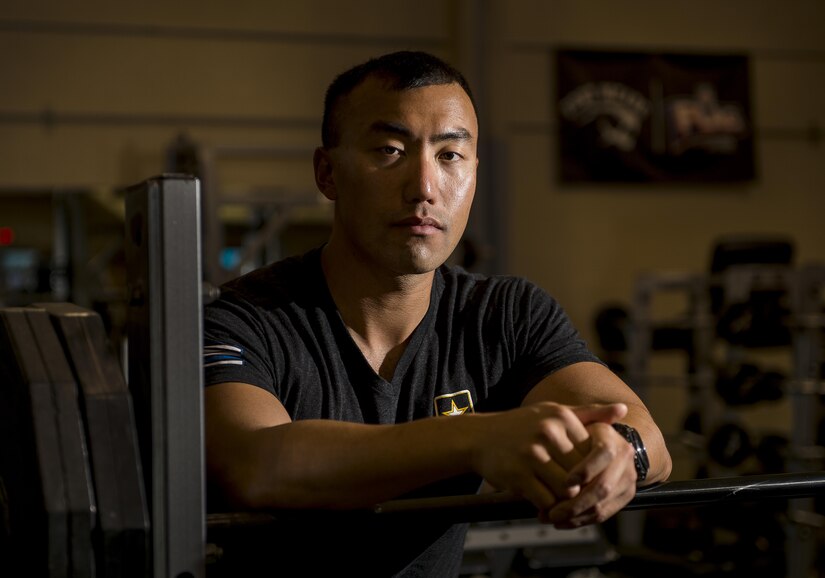 Sgt. 1st Class Jason Lee, a U.S. Army Reserve Soldier from the 200th Military Police Command and a certified Master Fitness Trainer, poses for a portrait during a Performance Triad program organized by him, hosted on Fort Meade, Maryland, May 12, 2017. The three-week fitness program took place from May 5-25 to help Soldiers who had either failed the Army Physical Fitness Test or had been on the Army Body Fat Composition program. The camp focused on the triad of overall health: physical fitness, nutrition and sleep, by providing education and personalized coaching to Soldiers in all three of those phases of life and more. (U.S. Army Reserve photo by Master Sgt. Michel Sauret)