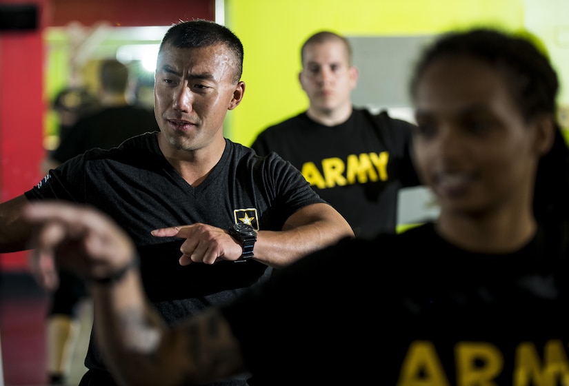 U.S. Army Reserve Soldiers from the 200th Military Police Command participate in a Zumba fitness class during a Performance Triad program organized by the command and hosted on Fort Meade, Maryland, May 9, 2017. The three-week fitness program took place from May 5-25 to help Soldiers who had either failed the Army Physical Fitness Test or had been on the Army Body Fat Composition program. The camp focused on the triad of overall health: physical fitness, nutrition and sleep, by providing education and personalized coaching to Soldiers in all three of those phases of life and more. (U.S. Army Reserve photo by Master Sgt. Michel Sauret)