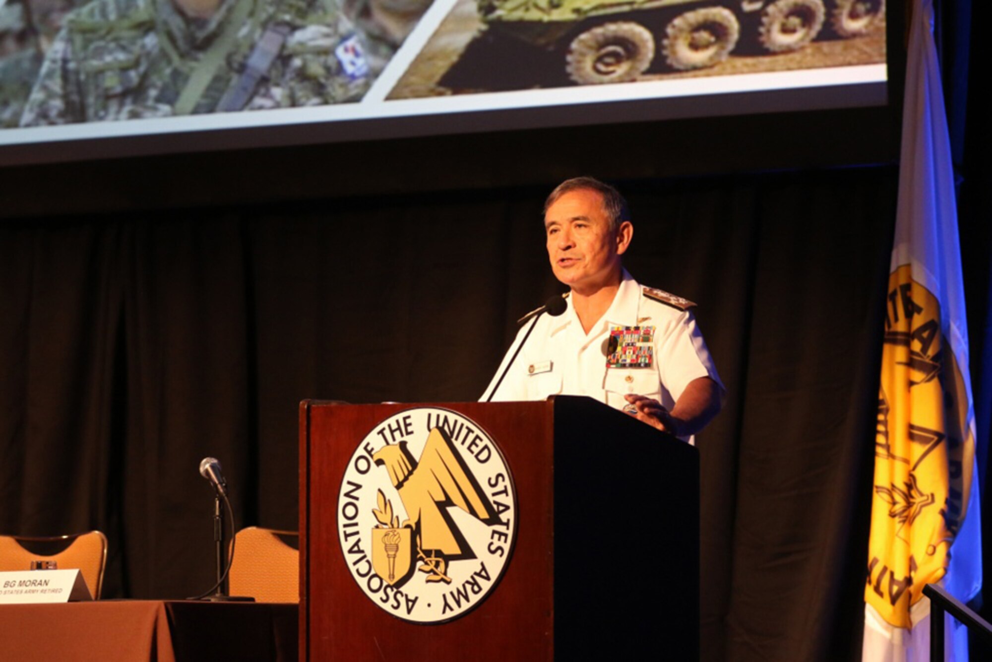 Admiral Harry B. Harris Jr., commander of United States Pacific Command (USPACOM), speaks to attendees of the Land Forces Pacific (LANPAC) Symposium, May 24, 2017 at the Sheraton Waikiki in Honolulu, HI. During the three-day event, U.S. Army leaders, alongside joint and regional partners, discuss and showcase the critical role of Pacific land forces. 