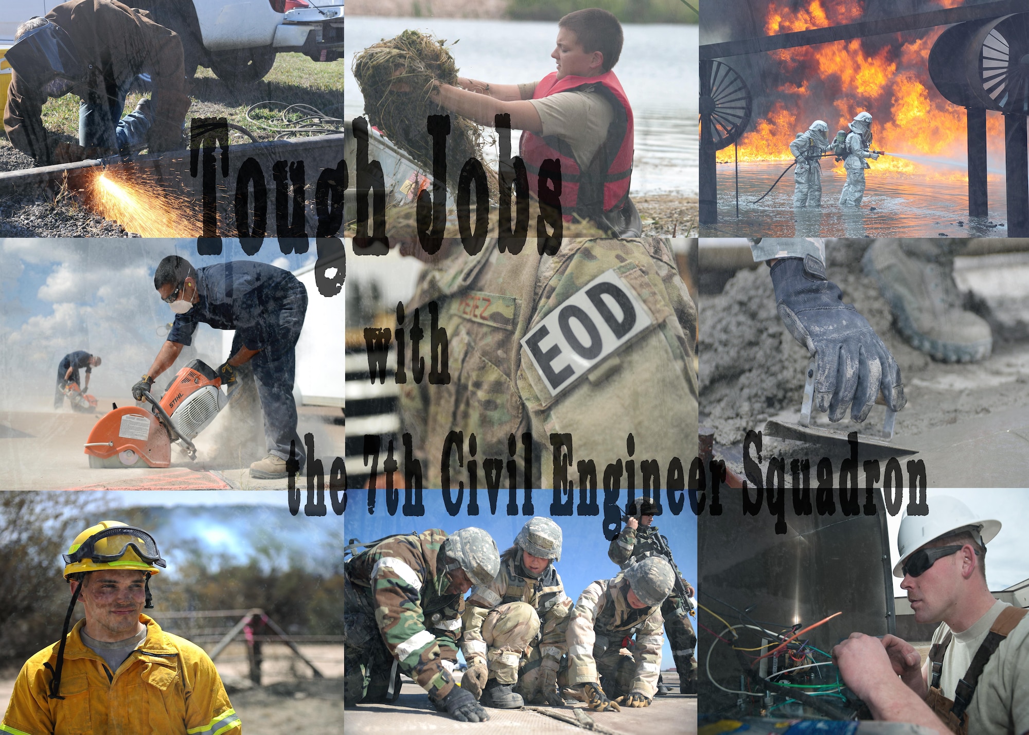 This photo story series highlights the variety of jobs performed by the 7th Civil Engineer Squadron. Though 7 CES jobs are often underappreciated, they all play a vital and critical role in accomplishing 7th Bomb Wing and Air Force missions. (U.S. Air Force Photo Illustration by Airman 1st Class Katherine Miller)