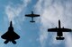A P-51 Mustang, A-10C Thunderbolt II and F-22 Raptor fly in the heritage formation during the Wings Over Wayne Airshow 2017, May 19, 2017, at Seymour Johnson Air Force Base, N.C. The heritage flight is performed by multiple aircraft at events throughout the United States. Originally established in 1997, the heritage flight showcases the past, present and future generations of aircraft to bolster recruiting. (U.S. Air Force photo by Staff Sgt. Eric Summers Jr.)