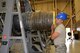Airmen Antony Miranda, 361st Training Squadron student learns how to install the reduction gear box onto a T-56 engine at Sheppard Air Force Base, Texas, May 23, 2017. This training course lasts 15 weeks with a total of nine blocks.(U.S. Air Force photo by Liz H. Colunga/Released)
