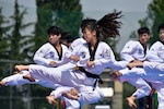 Keimyung University Taekwondo Demonstration Team performs Taekwondo after the opening ceremony on May 16, 2017.