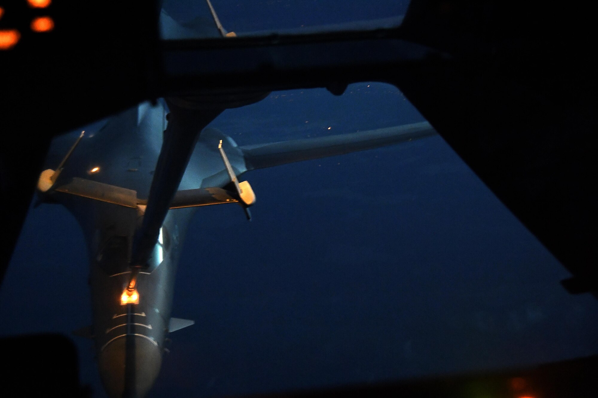 A B-1 Lancer from Ellsworth Air Force Base, South Dakota, receives fuel from a KC-10 over Newfoundland, May 18, 2017. The 9th Air Refueling Squadron from Travis AFB, California, staged at Joint Base McGuire-Dix-Lakehurst to support Exercise Eager Lion 17.