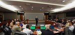 Lewis Duncan, provost at U.S. Naval War College (NWC), gives opening remarks during a Freedom of Navigation and the Law of the Sea Workshop held at NWC, May 17, 2017. The purpose of the workshop is to develop a better understanding of international law concerning freedom of the seas, especially freedom of navigation and overflight for warships and military aircraft. 