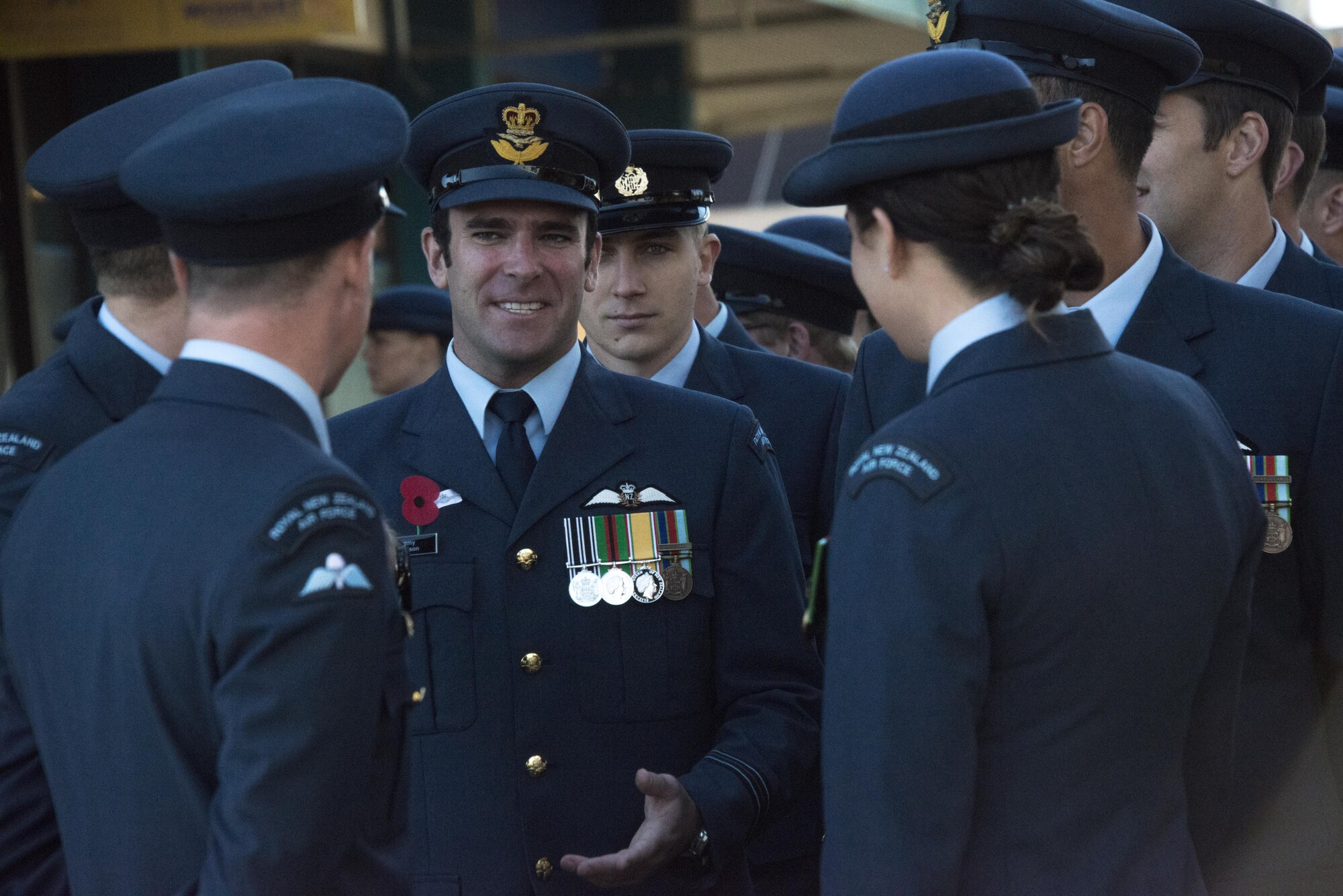 Royal New Zealand Air Force 40th Squadron members gather prior to a local ANZAC Day parade and ceremony, April 25, 2017 in Blenheim, New Zealand. ANZAC Day commemorates Australia and New Zealand’s tremendous courage and losses from World War I during the Battle of Gallipoli. (U.S. Air Force photo by Capt. Jessica Tait)